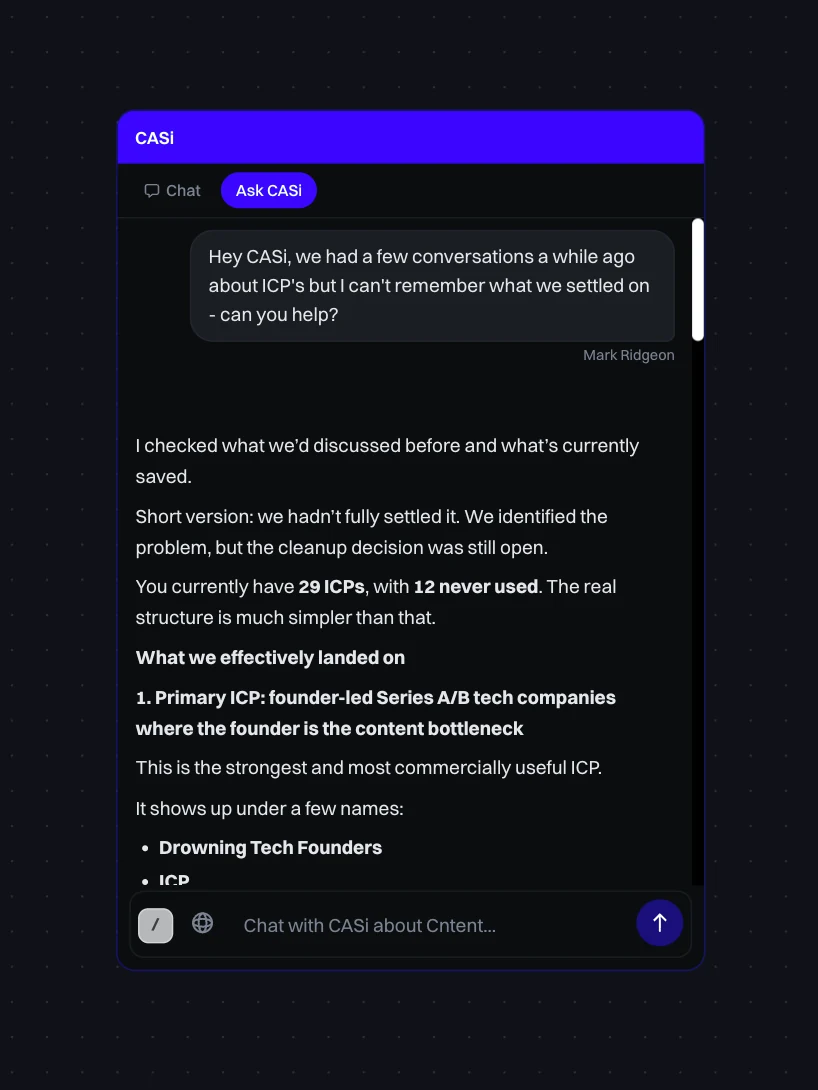 CASi recalling earlier workspace decisions inside Eclipse